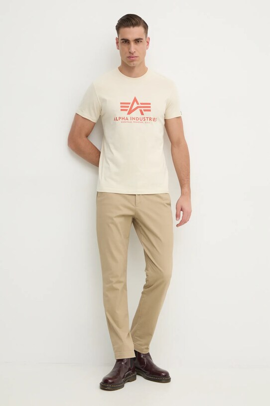 Бавовняна футболка Alpha Industries 100501CB бежевий SS25