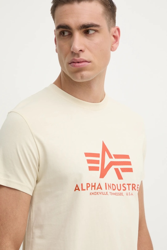Bavlněné tričko Alpha Industries béžová 100501CB