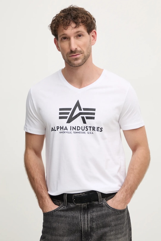 Tričko Alpha Industries potisk bílá 106512