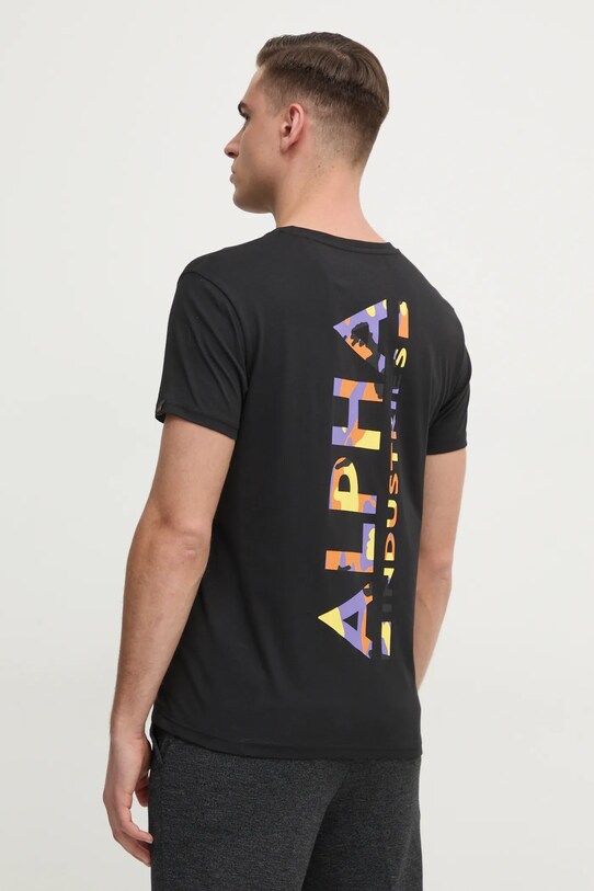 Alpha Industries t-shirt bawełniany nadruk czarny 128507CP