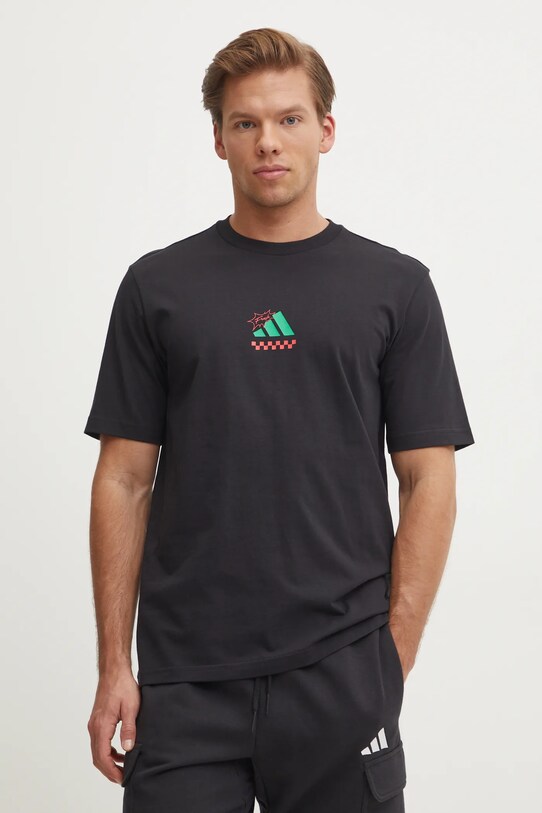 Oblačila Bombažna kratka majica adidas Pizza Tee JM0347 črna