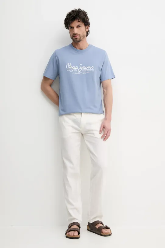 Pepe Jeans t-shirt bawełniany DUMAS TEE PM509769 niebieski SS25