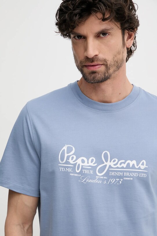 Бавовняна футболка Pepe Jeans DUMAS TEE блакитний PM509769