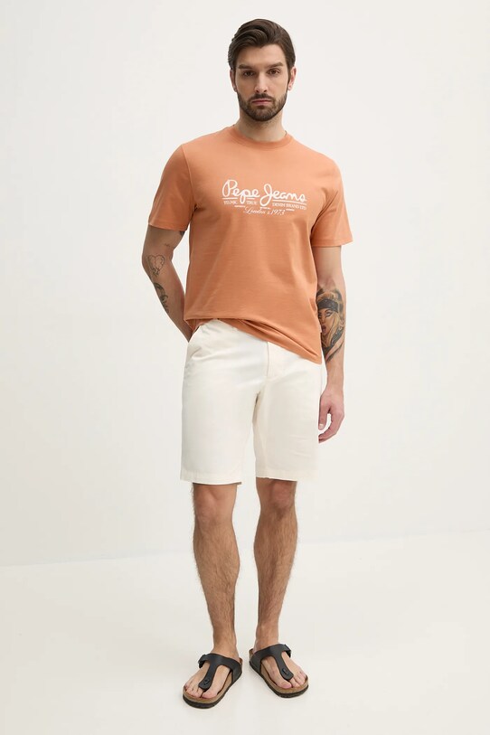 Pepe Jeans tricou din bumbac DUMAS TEE PM509769 portocaliu SS25