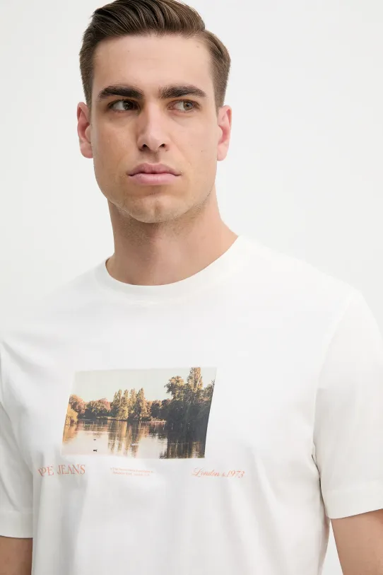 Бавовняна футболка Pepe Jeans DESMOND TEE бежевий PM509775