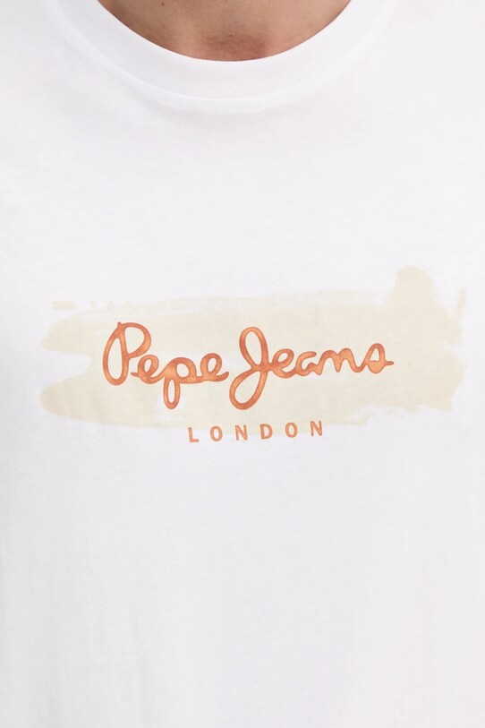 Βαμβακερό μπλουζάκι Pepe Jeans PICTHON PM509782 λευκό