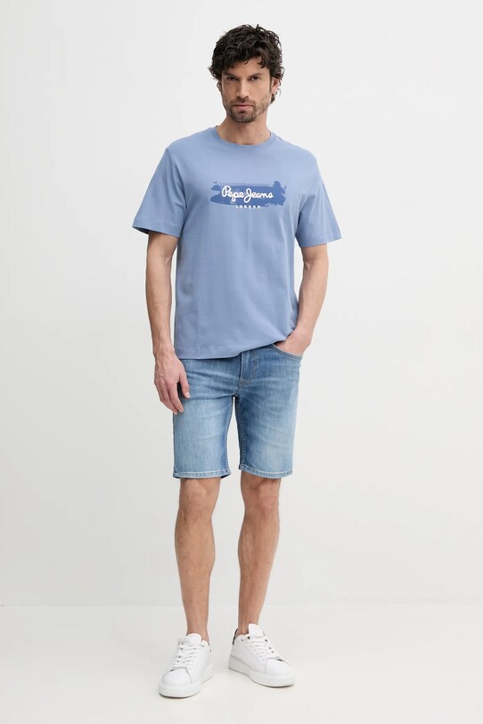 Памучна тениска Pepe Jeans PICTHON PM509782 син SS25