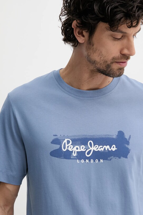Памучна тениска Pepe Jeans PICTHON син PM509782