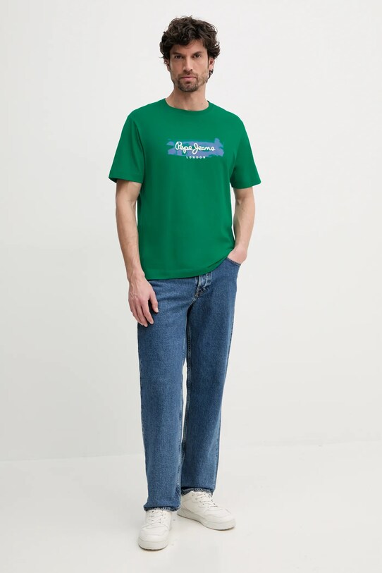 Βαμβακερό μπλουζάκι Pepe Jeans PICTHON PM509782 πράσινο SS25