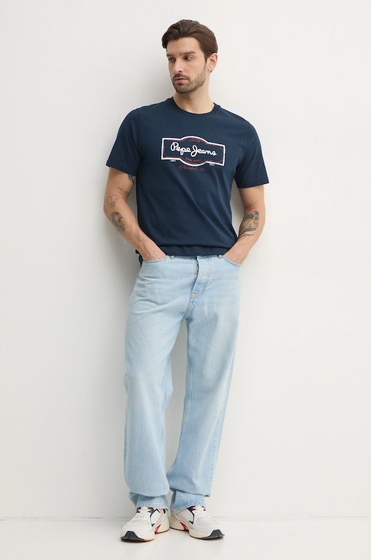 Pepe Jeans t-shirt bawełniany DAXTON TEE PM509786 granatowy SS25