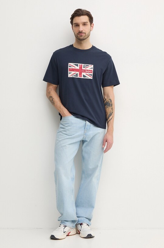 Pepe Jeans t-shirt in cotone UNION TEE PM509790 blu navy SS25
