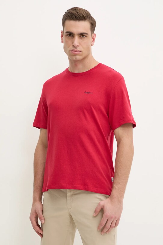 Pepe Jeans t-shirt bawełniany CONTRAST CONNOR czerwony PM509933