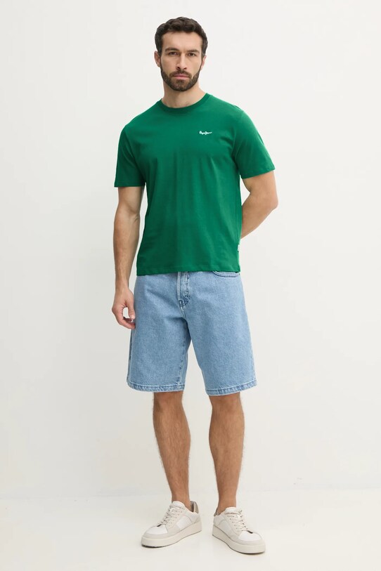 Pepe Jeans pamut póló CONTRAST CONNOR PM509933 zöld SS25
