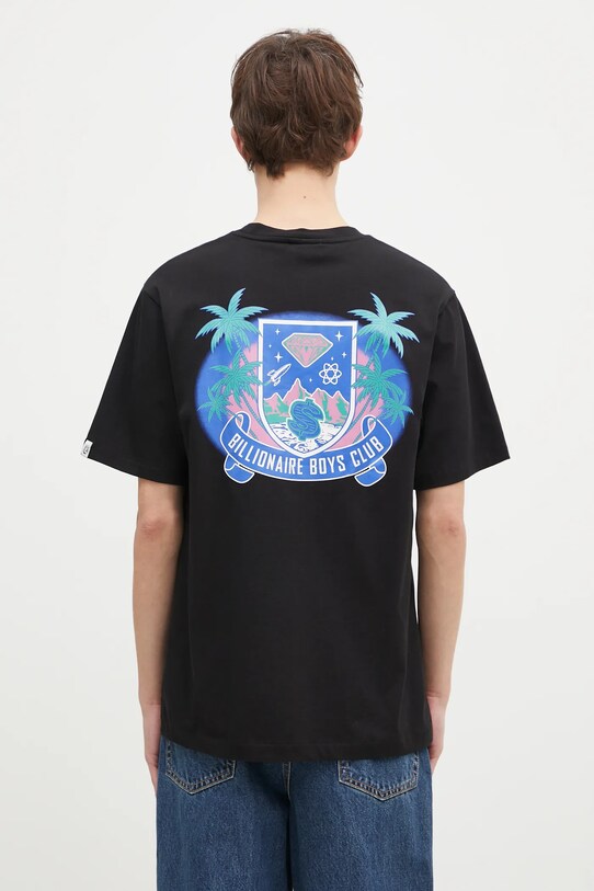 Odzież Billionaire Boys Club t-shirt bawełniany Tropical Crest B24461 czarny