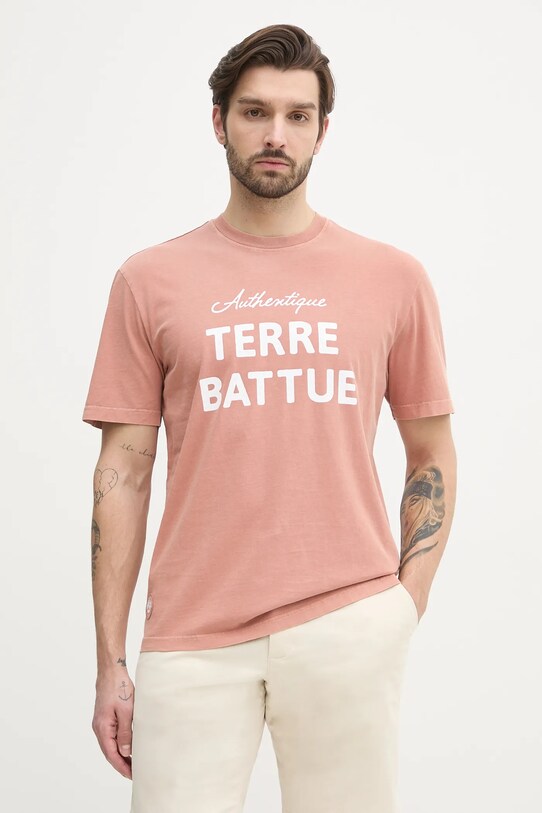 Lacoste tricou din bumbac print portocaliu TH0356