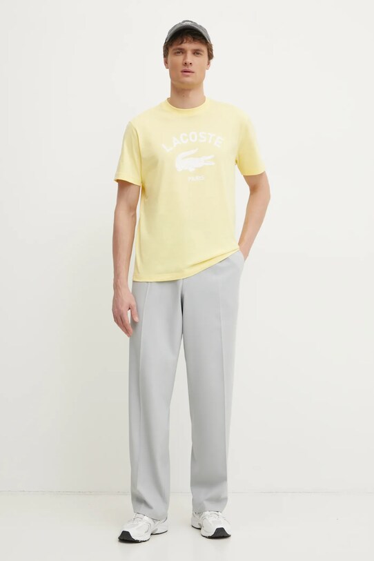 Lacoste tricou din bumbac TH2733 galben SS25