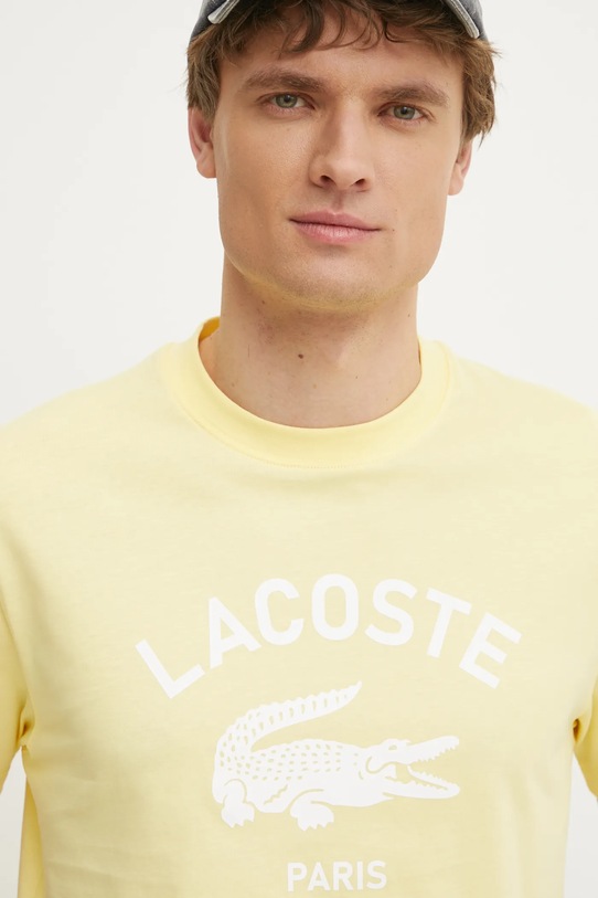 Lacoste tricou din bumbac galben TH2733