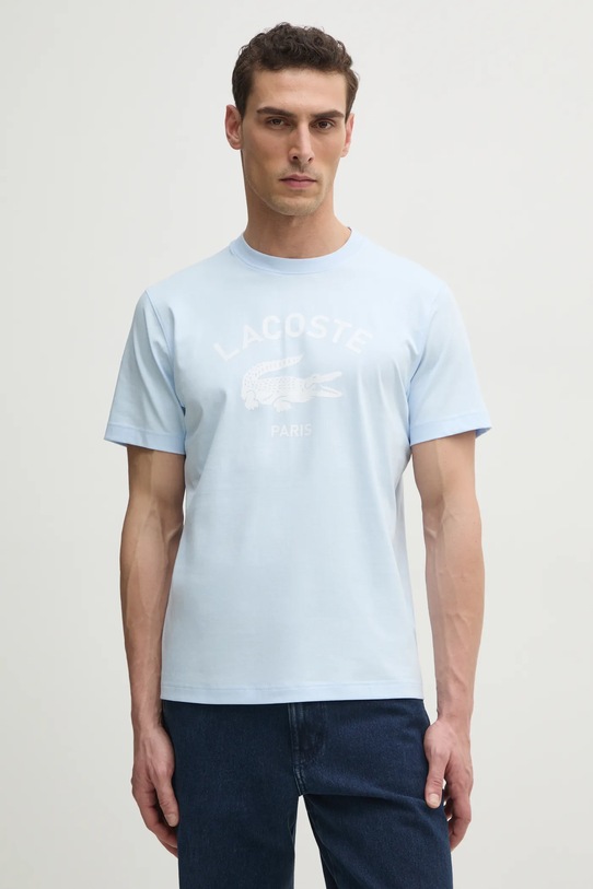 Lacoste tricou din bumbac print albastru TH2733