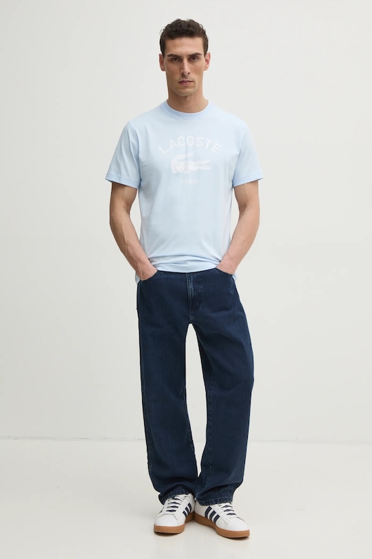 Lacoste tricou din bumbac TH2733 albastru SS25