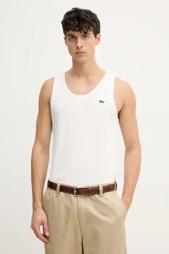 Lacoste tricou din bumbac uni alb TH0030