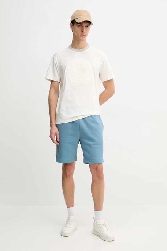 Бавовняна футболка Lacoste TH0124 бежевий SS25