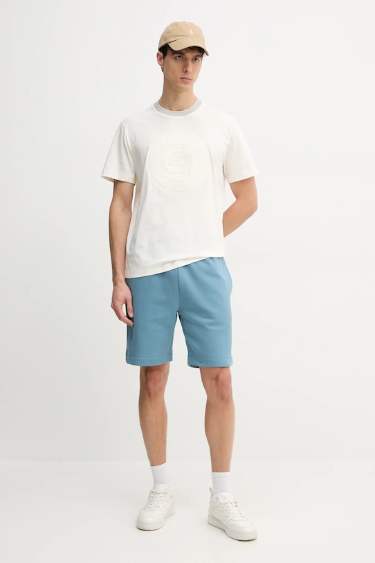 Lacoste t-shirt bawełniany TH0124 beżowy SS25