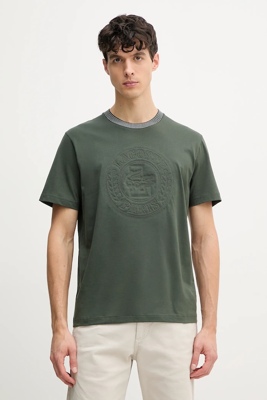 Bavlněné tričko Lacoste nášivka zelená TH0124