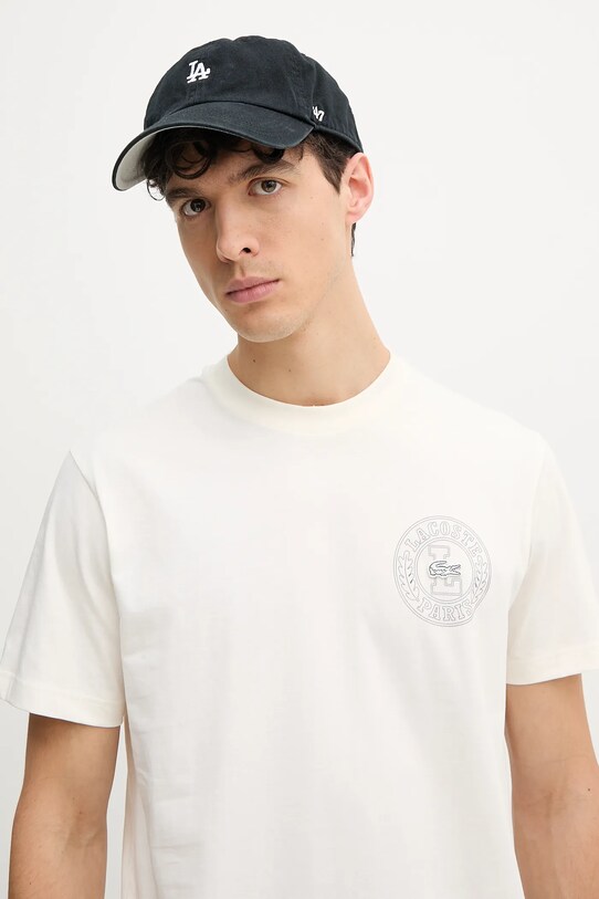 Lacoste t-shirt bawełniany beżowy TH0125