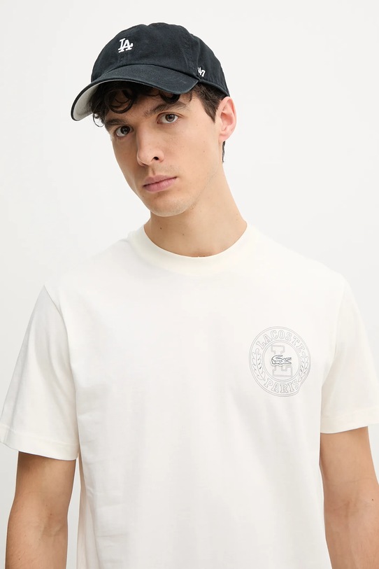Lacoste t-shirt bawełniany beżowy TH0125