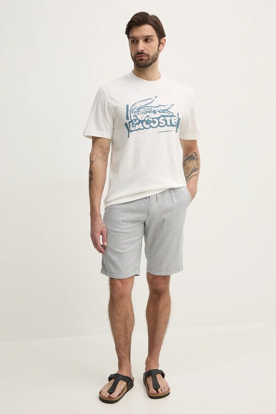 Lacoste t-shirt bawełniany TH0284 biały SS25