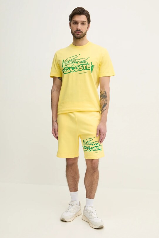 Lacoste tricou din bumbac TH0284 galben SS25