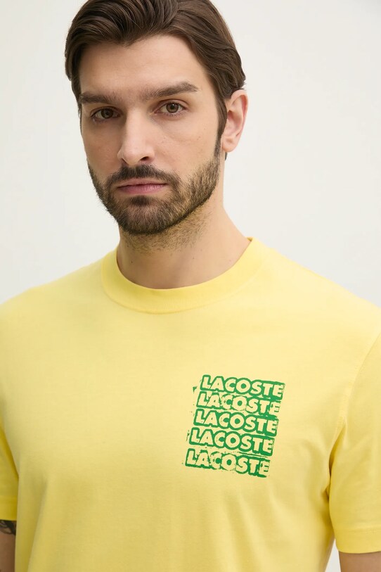 Lacoste tricou din bumbac galben TH0288