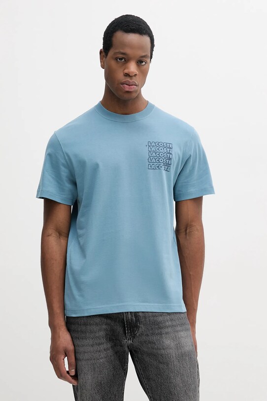 Одяг Бавовняна футболка Lacoste TH0288 блакитний