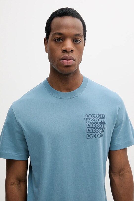 Бавовняна футболка Lacoste блакитний TH0288