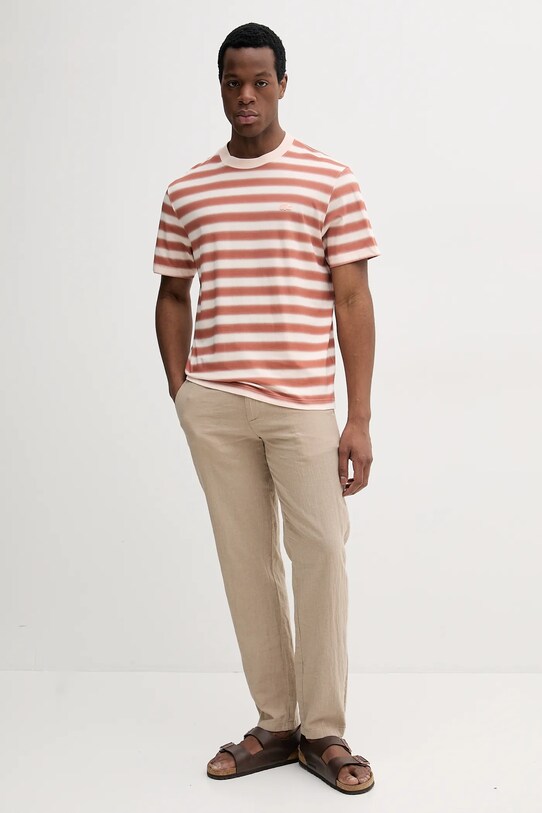 Lacoste tricou din bumbac TH0290 bej SS25