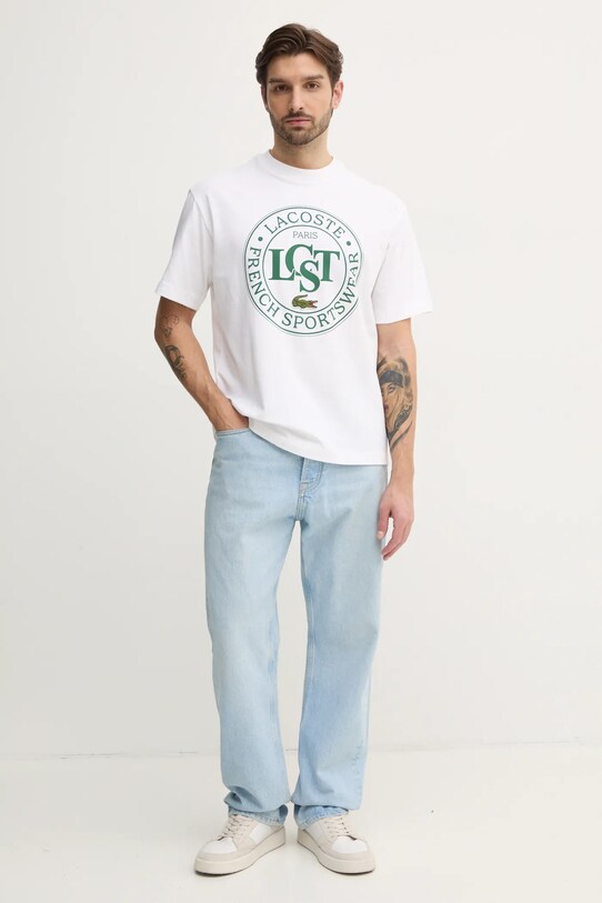 Бавовняна футболка Lacoste TH2753 бежевий SS25