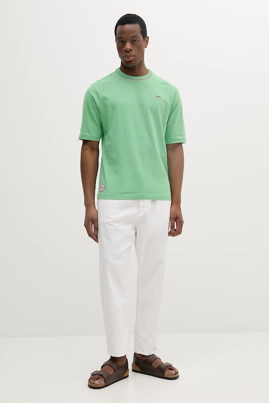 Βαμβακερό μπλουζάκι Lacoste TH8757 πράσινο SS25