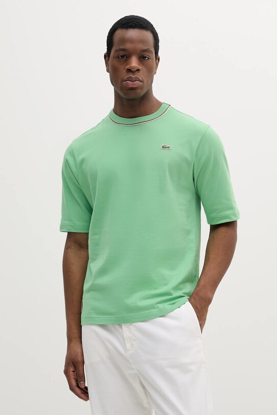 Ρούχα Βαμβακερό μπλουζάκι Lacoste TH8757 πράσινο
