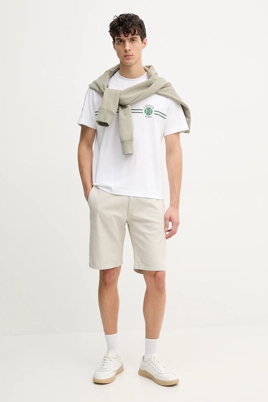 Хлопковая футболка Lacoste TH9694 белый SS25
