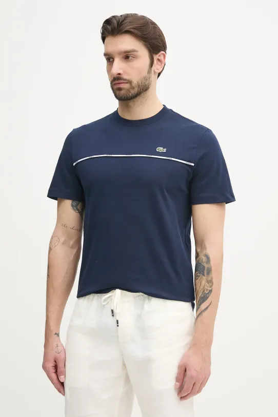 Lacoste tricou din bumbac uni bleumarin TH9842