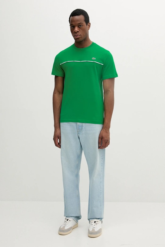 Bavlněné tričko Lacoste TH9842 zelená SS25