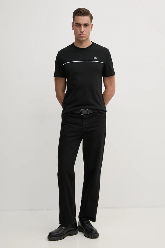 Bavlněné tričko Lacoste TH9842 černá SS25
