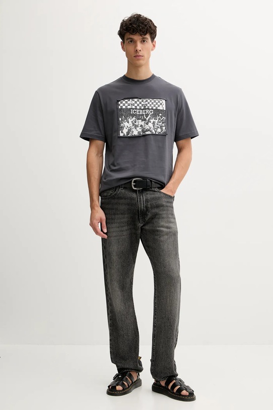 Iceberg t-shirt bawełniany F02B.6325 szary SS25