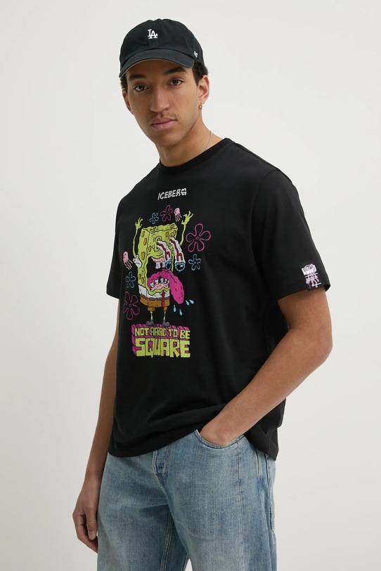 Бавовняна футболка Iceberg бавовна чорний F24A.6325