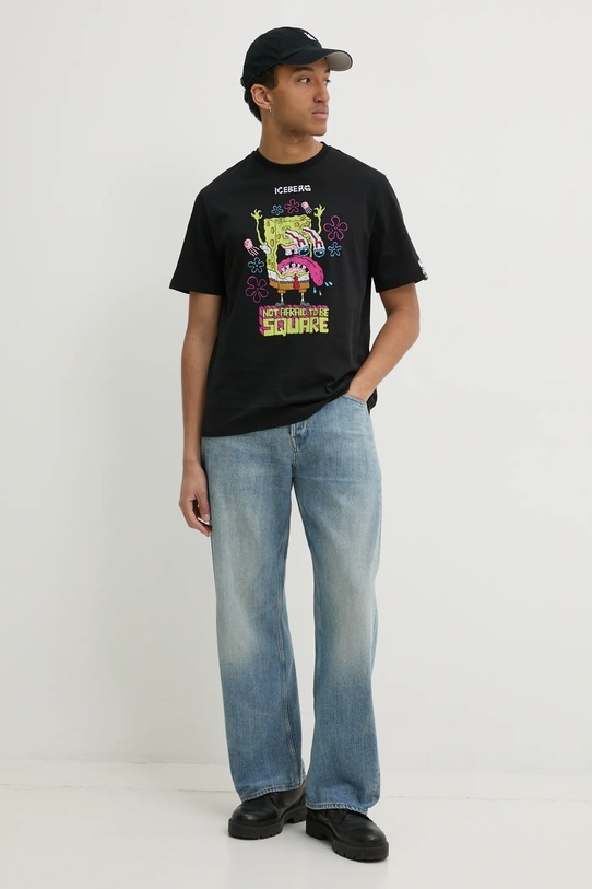 Бавовняна футболка Iceberg F24A.6325 чорний SS25