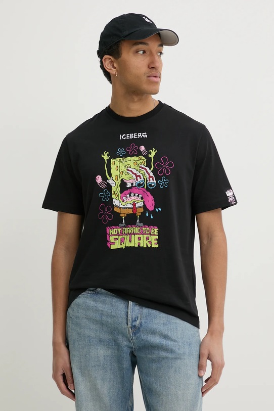 Бавовняна футболка Iceberg чорний F24A.6325