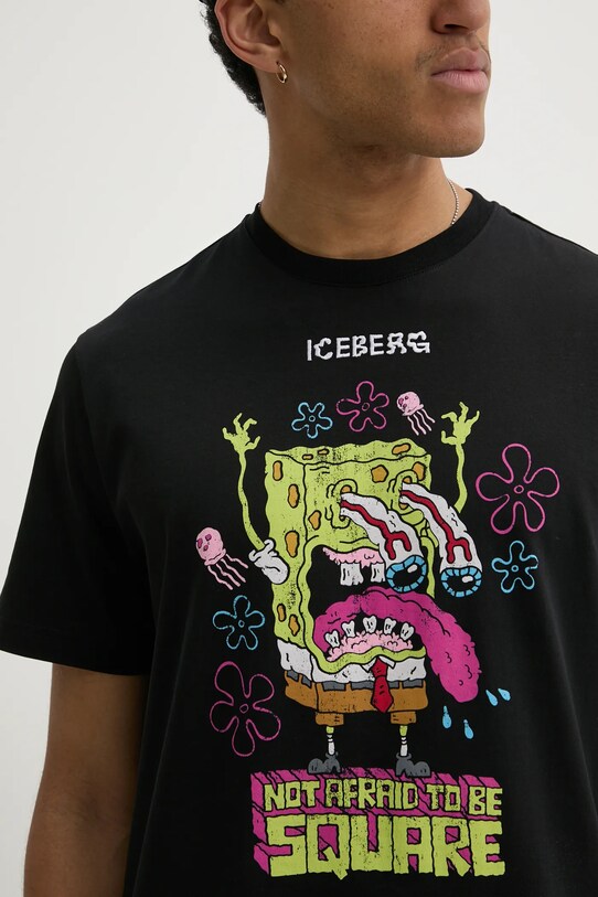Хлопковая футболка Iceberg F24A.6325 чёрный