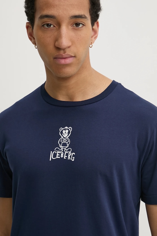 Iceberg t-shirt bawełniany granatowy F018.6306