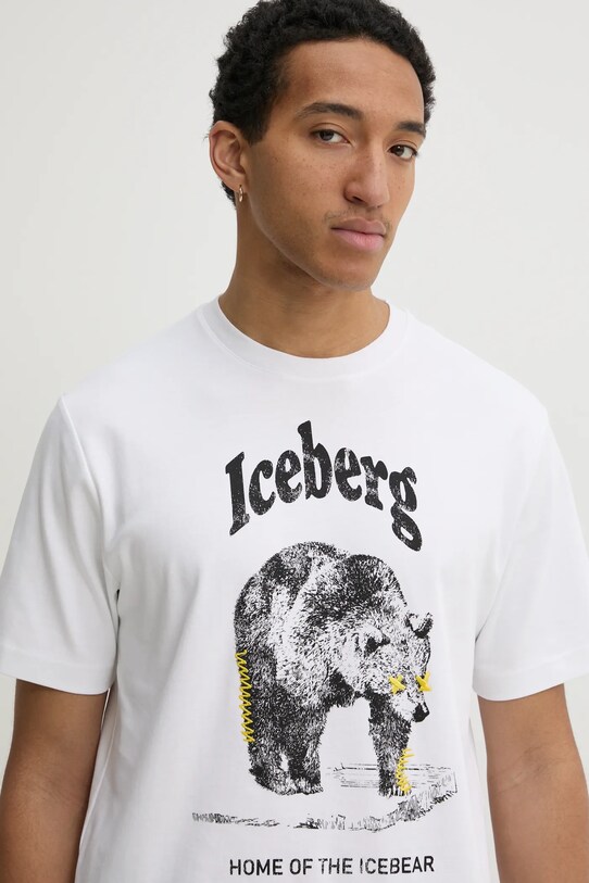 Bombažna kratka majica Iceberg bela F025.6307