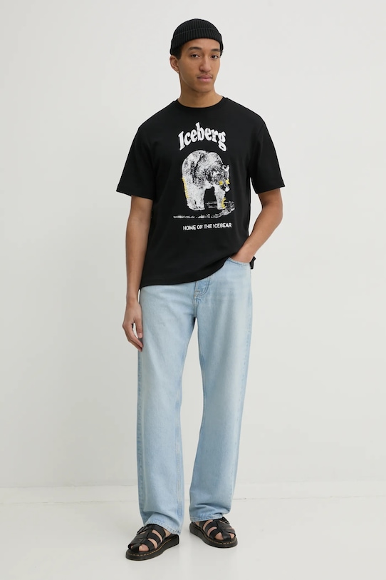 Iceberg t-shirt bawełniany F025.6307 czarny SS25